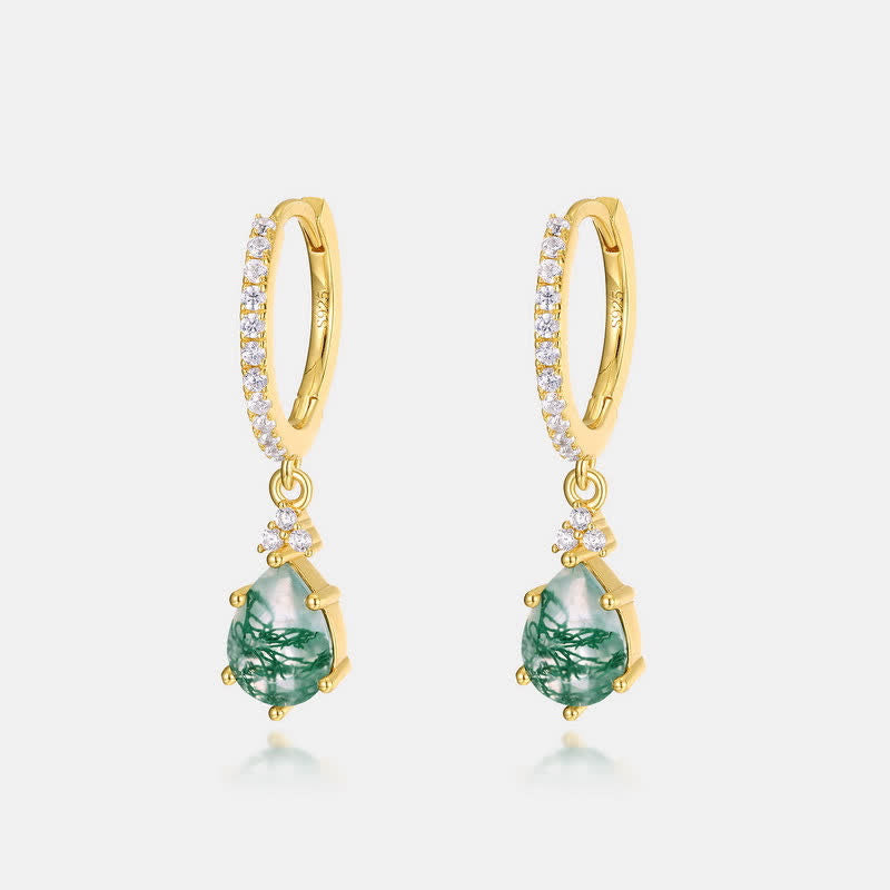 Olivenorma Golden Moss Agate Water Drop Jewelry Set