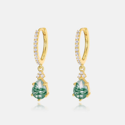 Olivenorma Golden Moss Agate Water Drop Jewelry Set