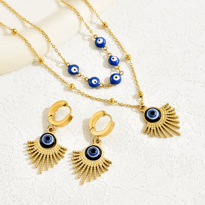 Olivenorma Blue Evil Eye Necklace Earrings Jewelry Set