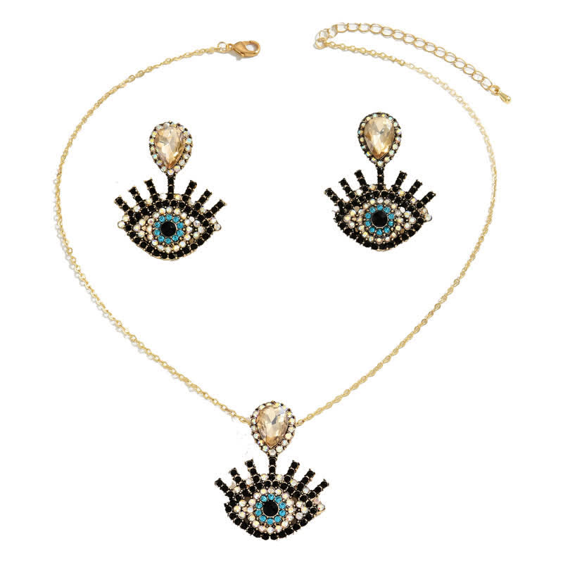 Olivenorma Blue Black Evil Eye Necklace Earrings Jewelry Set