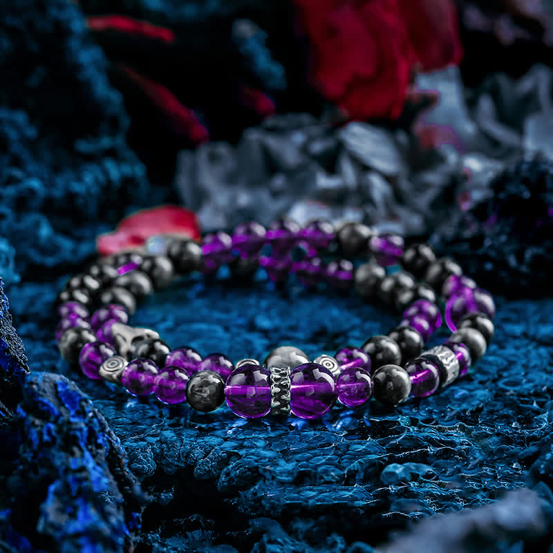 Olivenorma Natural Amethyst Men's Beaded Bracelet