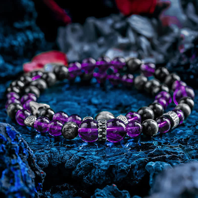 Olivenorma Natural Amethyst Men's Beaded Bracelet