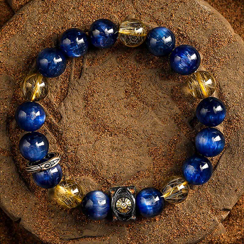 Olivenorma Natural Blue Tiger Eye Men's Beaded Bracelet