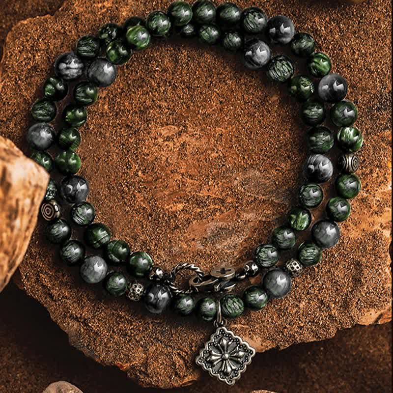 Olivenorma Natural Seraphinite Men's Beaded Bracelet