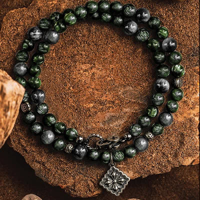 Olivenorma Natural Seraphinite Men's Beaded Bracelet