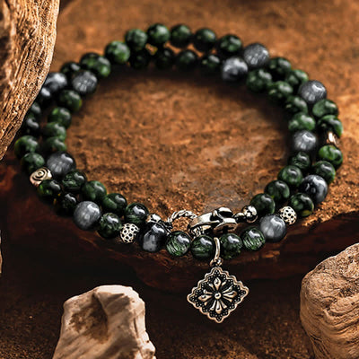 Olivenorma Natural Seraphinite Men's Beaded Bracelet