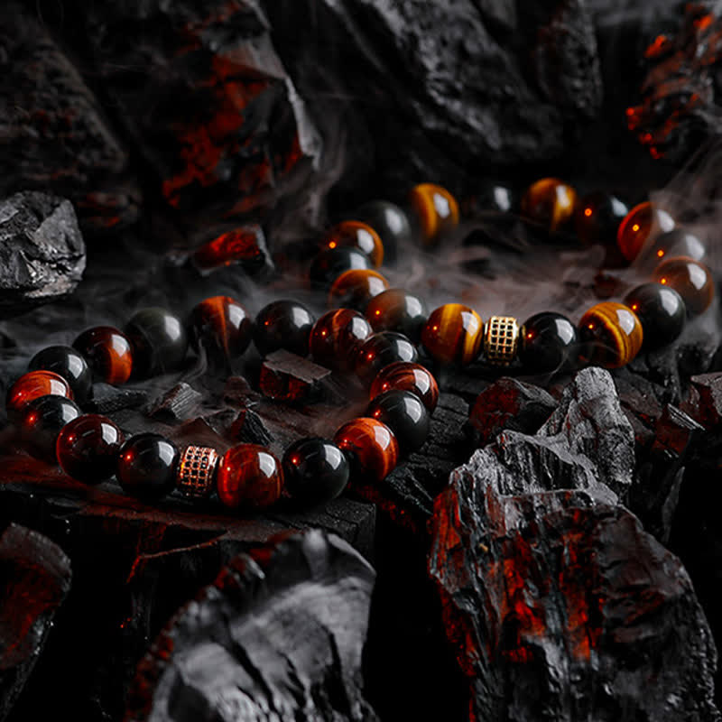 Olivenorma 12mm Natural Tiger Eye Men's Beaded Bracelet