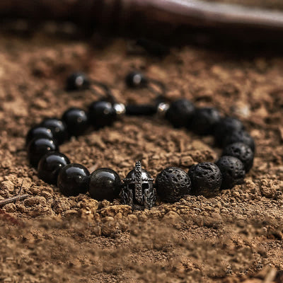 Olivenorma Natural Lava Stone Men's Beaded Bracelet