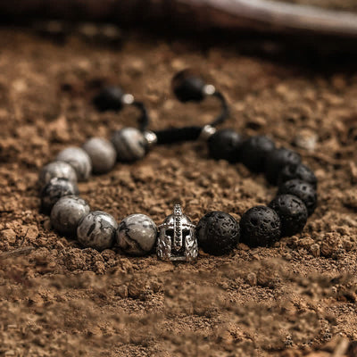 Olivenorma Natural Lava Stone Men's Beaded Bracelet