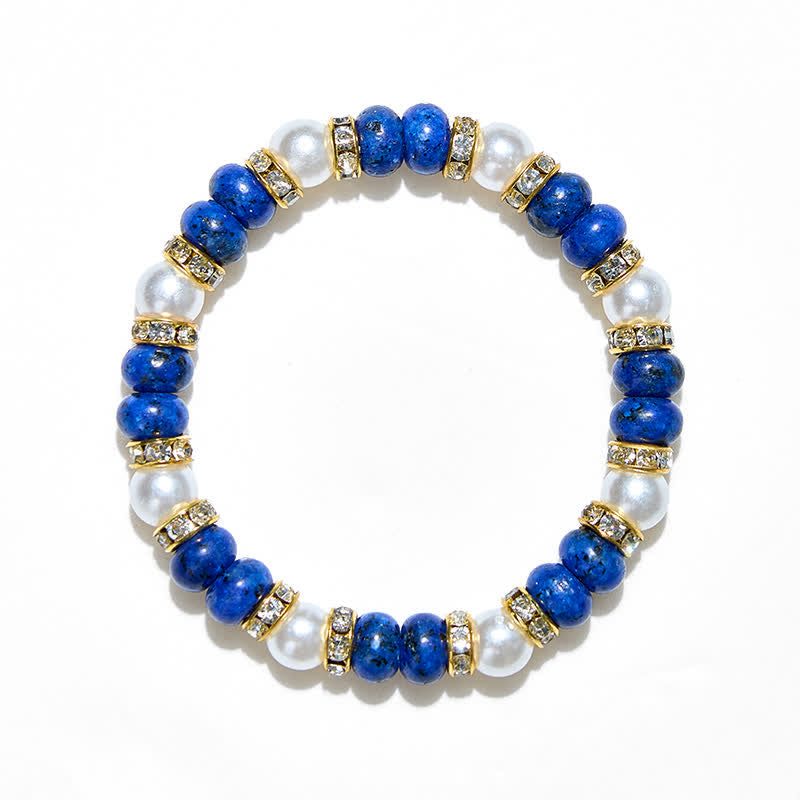 Olivenorma Natural Freshwater Pearl Lapis Lazuli Women Bracelet