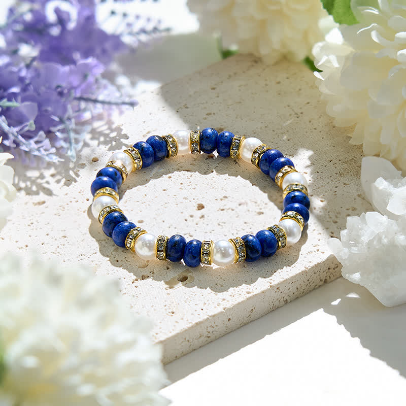 Olivenorma Natural Freshwater Pearl Lapis Lazuli Women Bracelet