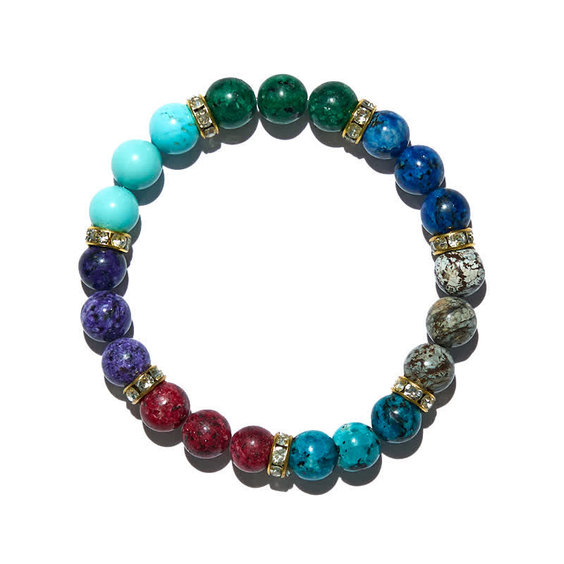 Olivenorma 8mm Natural Stone Metal Roller Beads Bracelet