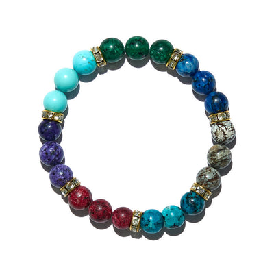 Olivenorma 8mm Natural Stone Metal Roller Beads Bracelet