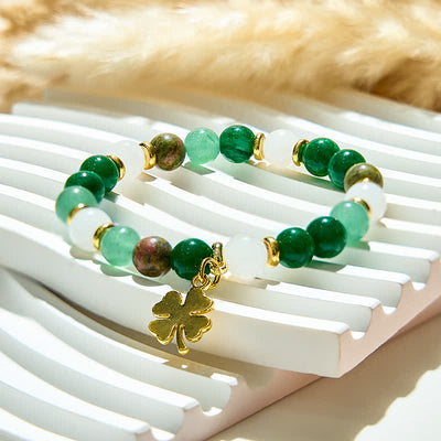 Olivenorma Clear Crystal Green Aventurine Unakite Beads Bracelet