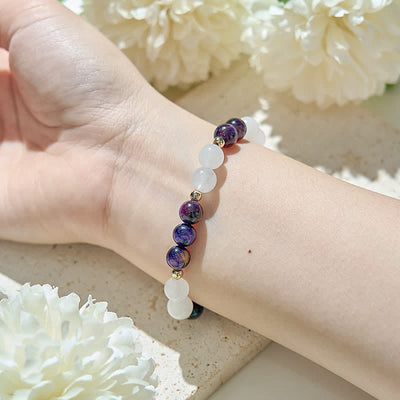 Olivenorma Colorful Starry Sky Tiger Eye Bead Bracelet