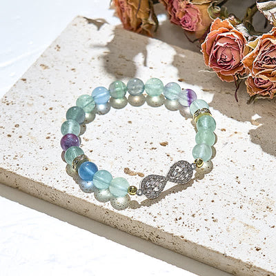 Olivenorma Natural Fluorite Beads Infinity Symbol Bracelet