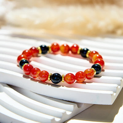 Olivenorma Natural Ruby Quartz Black Onyx Beads Bracelet