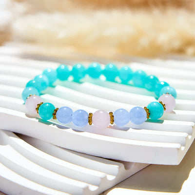 Olivenorma Blue Crystal Rose Quartz Aquamarine Beads Bracelet