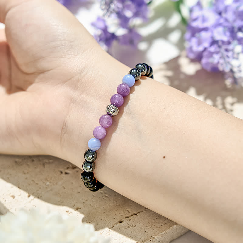 Olivenorma Natural Amethyst Hematite Obsidian Beads Bracelet