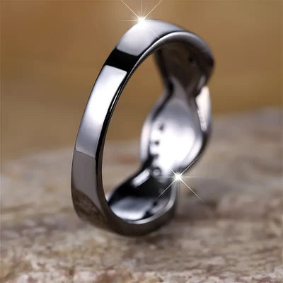 Olivenorma Black Gold Wavy Blue Opal with Zircon Ring