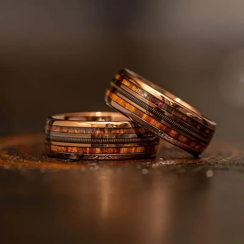 Olivenorma Guitar String & Burnt Whiskey Barrel Ring