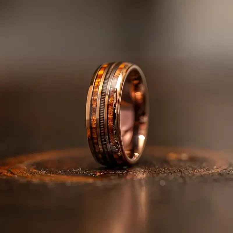 Olivenorma Guitar String & Burnt Whiskey Barrel Ring