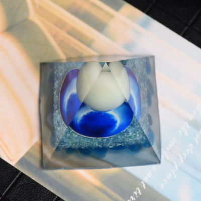 Olivenorma Opalite & Blue Glass Orgone Pyramid