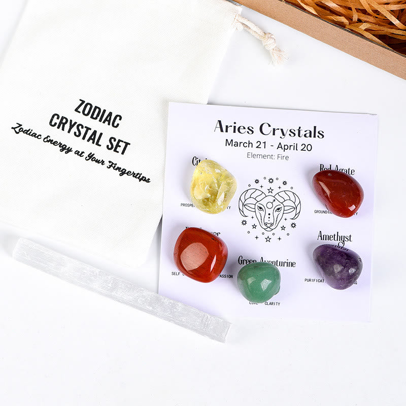 Olivenorma Zodiac 12 Constellations Healing Natural Crystal Set