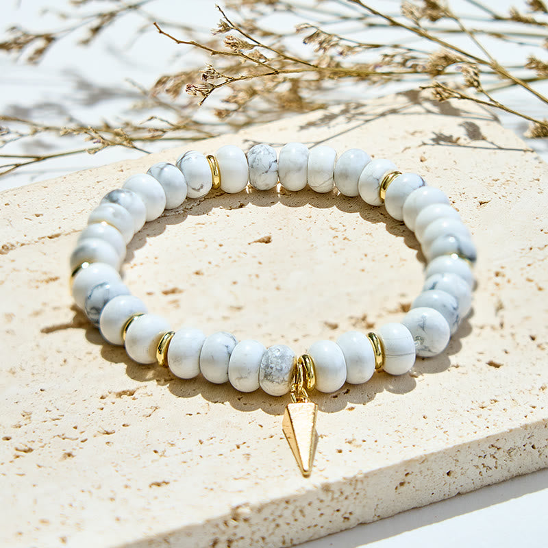 Olivenorma White Turquoise Roller Beads Triangular Pendant Bracelet