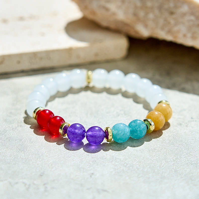 Olivenorma Natural Amethyst Aquamarine Clear Crystal Beads Bracelet