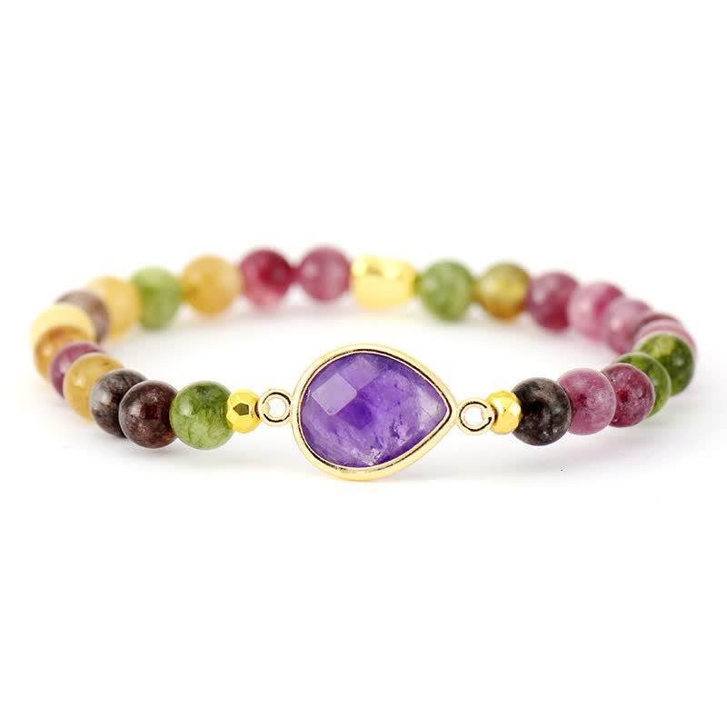 Olivenorma Natural Amethyst Tourmaline Beads Bracelet