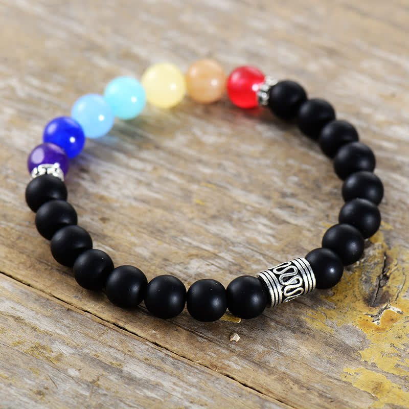 Olivenorma Natural Chakra Black Onyx Beads Bracelet