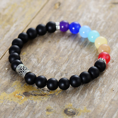 Olivenorma Natural Chakra Black Onyx Beads Bracelet