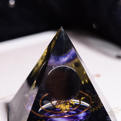 Olivenorma Obsidian Metal Coil Gear Orgone Pyramid