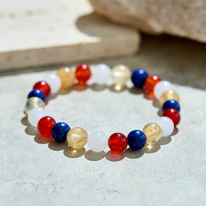 Olivenorma Natural Crystal Gold Rutilated Quartz Beads Bracelet