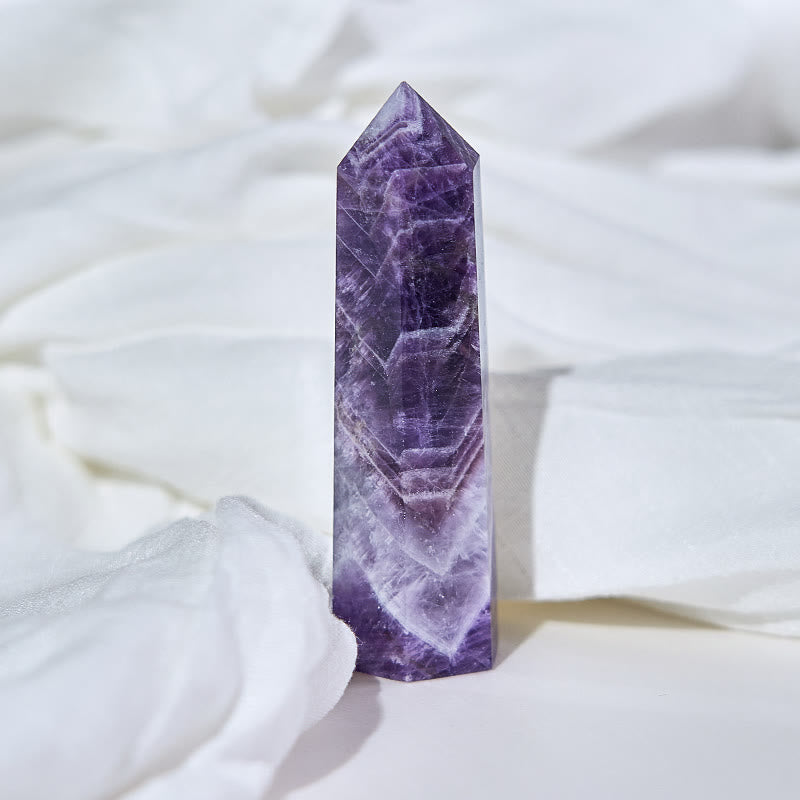 Olivenorma 6 Faceted Amethyst Prism Healing Crystal Wands Tower