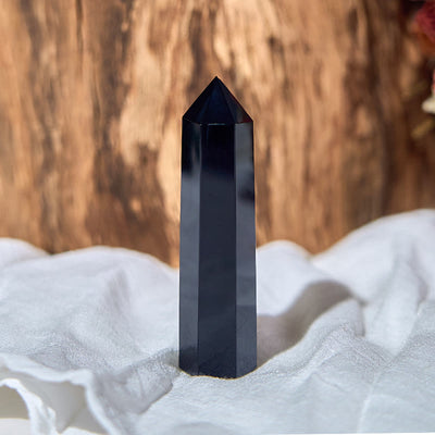 Olivenorma Genuine Black Obsidian Healing Obelisk Tower Crystal Wands