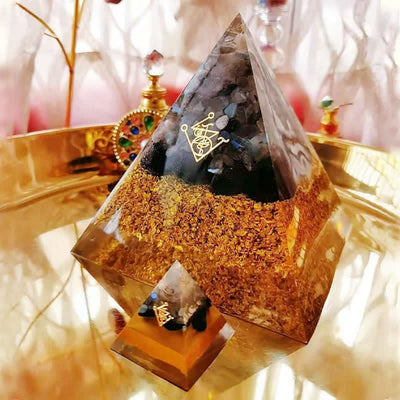 Olivenorma Moonstone Clear Crystal Obsidian Orgone Pyramid