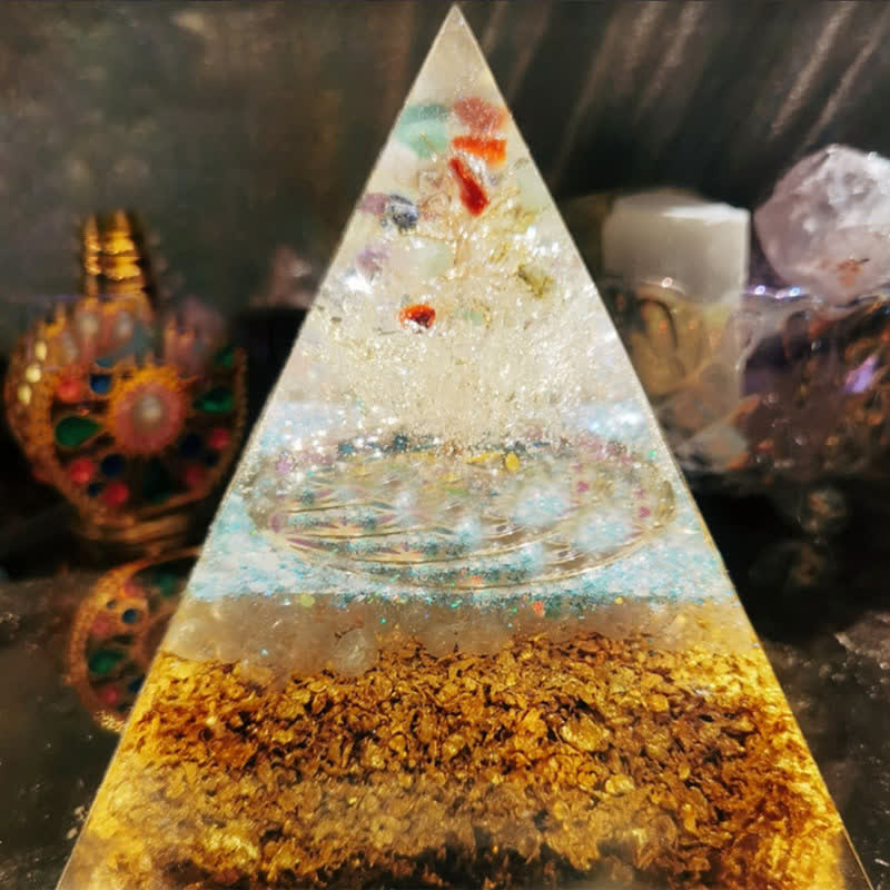 Olivenorma 15cm Clear Crystal Health Orgone Pyramid