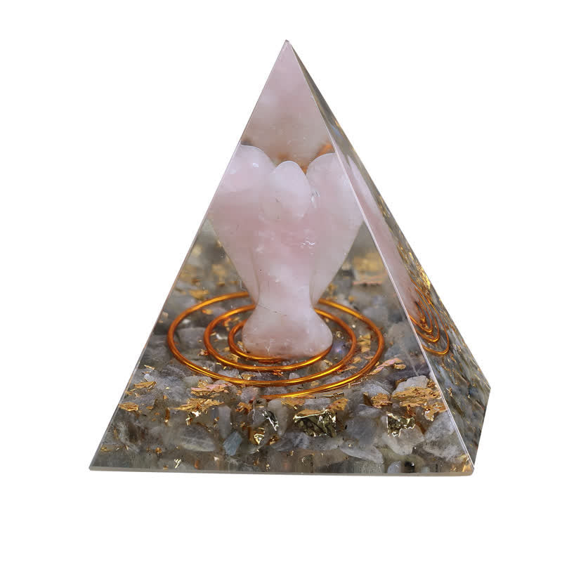 Olivenorma 5cm Natural Crystal Angel Carving Orgone Pyramid