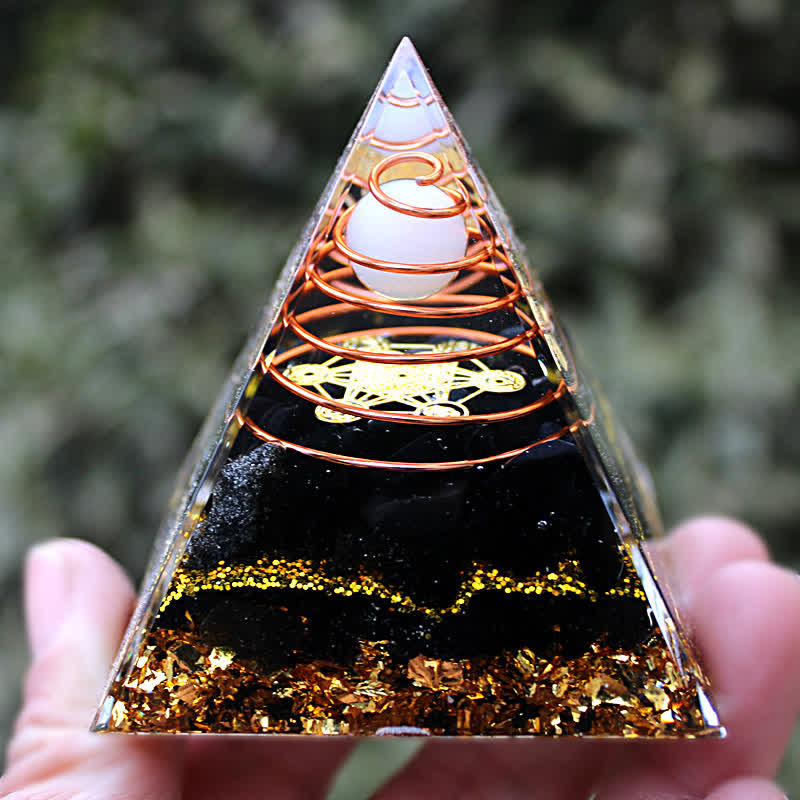 Olivenorma 6cm White Jade Obsidian Orgone Pyramid