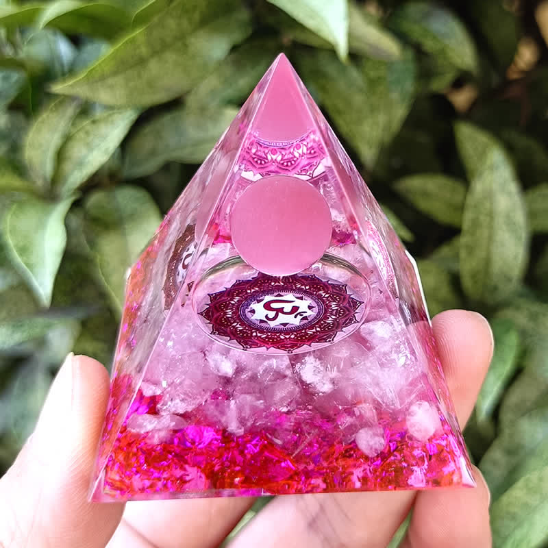 Olivenorma 5m Pink Cat's Eye Stone Orgone Pyramid