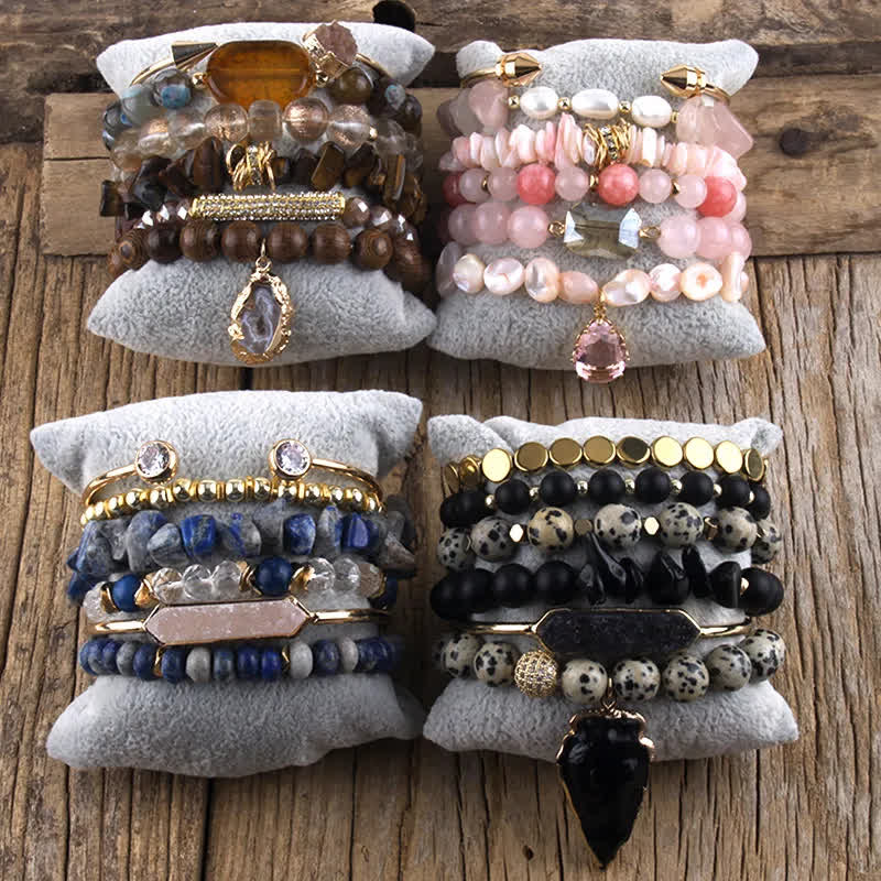 Olivenorma Crystal Beads Metal Accessories Bracelet Set