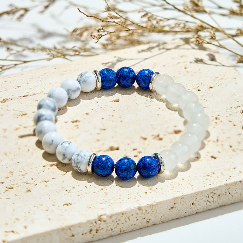 Olivenorma Clear Crystal Lapis Lazuli Beaded Bracelet