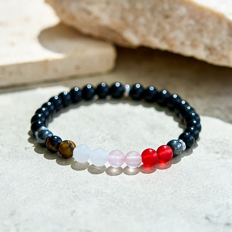 Olivenorma Natural Crystal Black Onyx Beads Bracelet