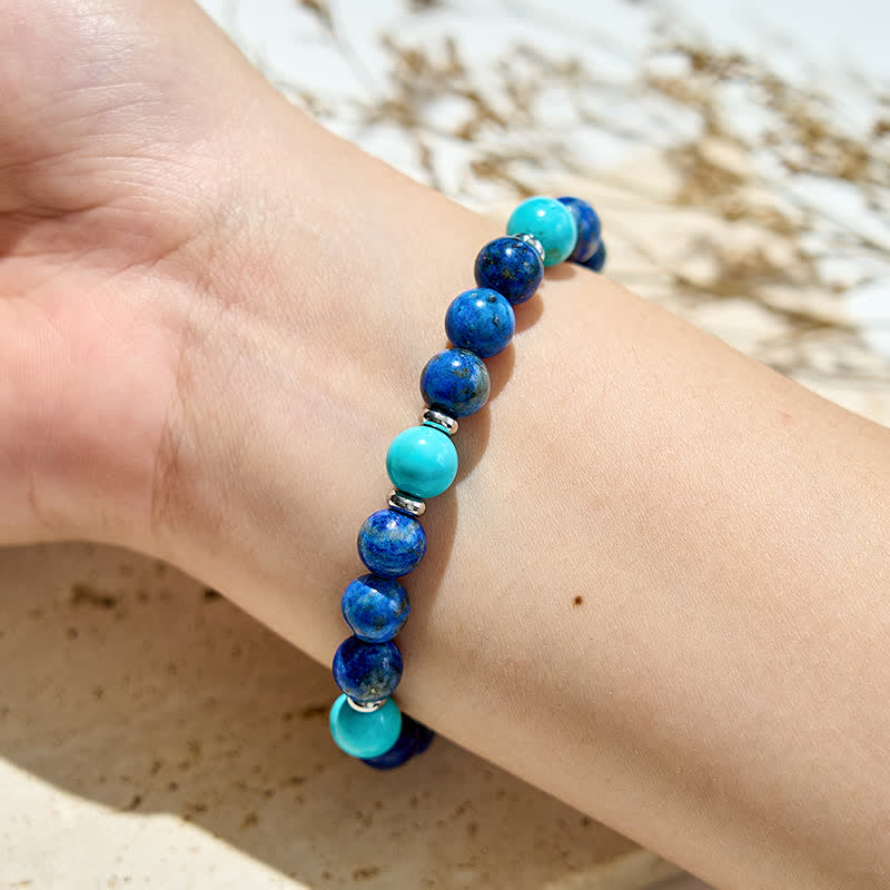 Olivenorma Natural Turquoise Lapis Lazuli Beads Bracelet