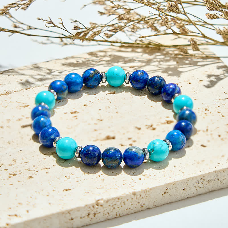 Olivenorma Natural Turquoise Lapis Lazuli Beads Bracelet