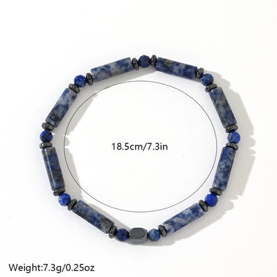 Olivenorma Natural Hematite Strip Blue Sodalite Beads Bracelet