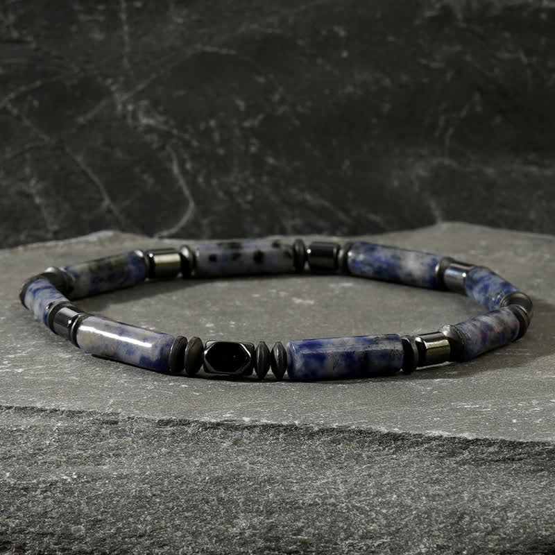 Olivenorma Natural Hematite Blue Spot Jasper Beads Bracelet