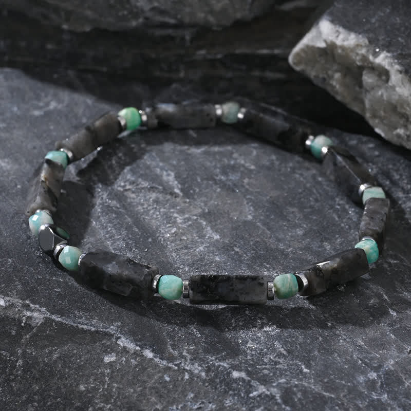 Olivenorma Long Labradorite Amazonite Beads Bracelet